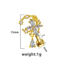 1 Piece Ear Cartilage Rings & Studs Sexy Heart Shape Floral Butterfly Glass Titanium Steel Copper Inlay Rhinestones Zircon White Gold Plated Gold Plated main image 7