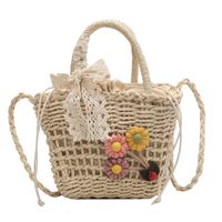 Women's Small Spring&Summer Straw Flower Vacation Beach Weave String Straw Bag main image 6