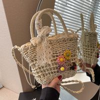 Women's Small Spring&Summer Straw Flower Vacation Beach Weave String Straw Bag main image 4