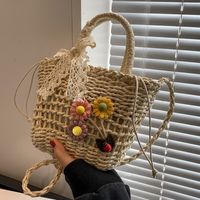 Women's Small Spring&Summer Straw Flower Vacation Beach Weave String Straw Bag main image 3