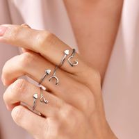 Sterling Silver Casual Classic Style Letter Open Rings main image 1