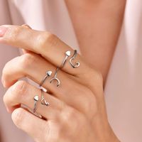 Sterling Silver Casual Classic Style Letter Open Rings main image 7