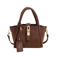 Women's Small Autumn&Winter Pu Leather Solid Color Vintage Style Lock Clasp Bucket Bag sku image 2