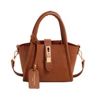 Women's Small Autumn&Winter Pu Leather Solid Color Vintage Style Lock Clasp Bucket Bag sku image 1