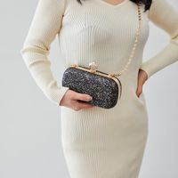 Gold Silver Champagne Pu Leather Solid Color Sequins Clutch Evening Bag main image 2