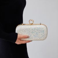 Gold Silver Champagne Pu Leather Solid Color Sequins Clutch Evening Bag main image 6