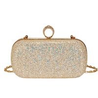 Gold Silver Champagne Pu Leather Solid Color Sequins Clutch Evening Bag sku image 1