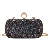 Gold Silver Champagne Pu Leather Solid Color Sequins Clutch Evening Bag sku image 4