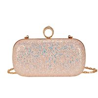 Gold Silver Champagne Pu Leather Solid Color Sequins Clutch Evening Bag sku image 3