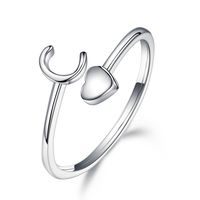 Sterling Silver Casual Classic Style Letter Open Rings sku image 3