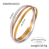 Titanium Steel 18K Gold Plated Simple Style Classic Style Plating Inlay Solid Color Rhinestones Bangle sku image 1