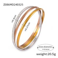 Titanium Steel 18K Gold Plated Simple Style Classic Style Plating Inlay Solid Color Rhinestones Bangle main image 7