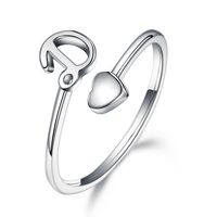 Sterling Silver Casual Classic Style Letter Open Rings sku image 4