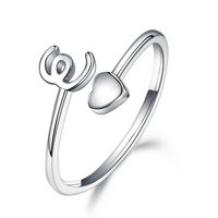 Sterling Silver Casual Classic Style Letter Open Rings sku image 5