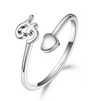 Sterling Silver Casual Classic Style Letter Open Rings sku image 6