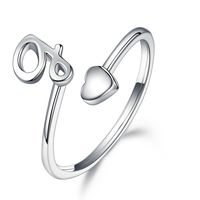 Sterling Silver Casual Classic Style Letter Open Rings sku image 7