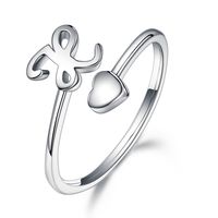 Sterling Silver Casual Classic Style Letter Open Rings sku image 8