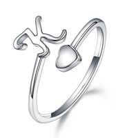 Sterling Silver Casual Classic Style Letter Open Rings sku image 11