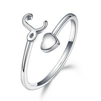 Sterling Silver Casual Classic Style Letter Open Rings sku image 12