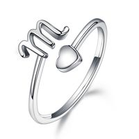 Sterling Silver Casual Classic Style Letter Open Rings sku image 13
