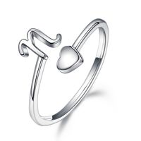 Sterling Silver Casual Classic Style Letter Open Rings sku image 14