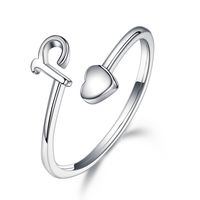 Sterling Silver Casual Classic Style Letter Open Rings sku image 16