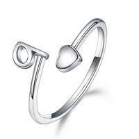 Sterling Silver Casual Classic Style Letter Open Rings sku image 17