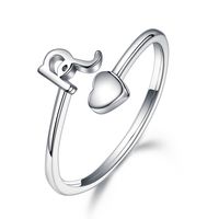 Sterling Silver Casual Classic Style Letter Open Rings sku image 18