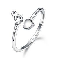 Sterling Silver Casual Classic Style Letter Open Rings sku image 19