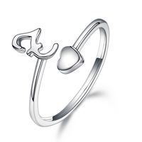 Sterling Silver Casual Classic Style Letter Open Rings sku image 20