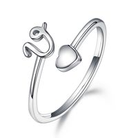 Sterling Silver Casual Classic Style Letter Open Rings sku image 22