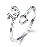 Sterling Silver Casual Classic Style Letter Open Rings sku image 23