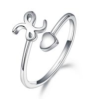 Sterling Silver Casual Classic Style Letter Open Rings sku image 24