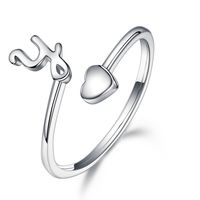 Sterling Silver Casual Classic Style Letter Open Rings sku image 25
