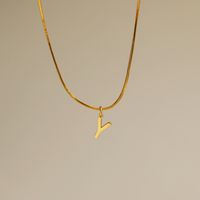Großhandel Einfacher Stil Pendeln Buchstabe Kupfer 18 Karat Vergoldet Halskette Mit Anhänger sku image 24