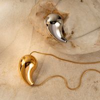 Edelstahl 304 18 Karat Vergoldet Einfacher Stil Klassischer Stil Überzug Wassertropfen Halskette Mit Anhänger main image 3