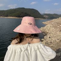 Women's Vacation Simple Style Solid Color Chrysanthemum Wide Eaves Bucket Hat main image 4