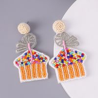 1 Pair IG Style Cute Letter Cake Beaded Seed Bead Drop Earrings sku image 3