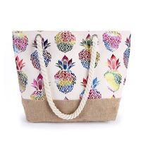 Women's Large Canvas Pineapple Vacation Ethnic Style Square Zipper Shoulder Bag sku image 2