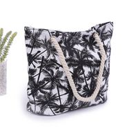 Women's Large Canvas Coconut Tree Vacation Classic Style Square Zipper Tote Bag main image 5