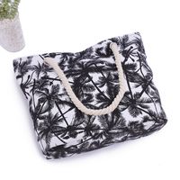 Women's Large Canvas Coconut Tree Vacation Classic Style Square Zipper Tote Bag main image 3