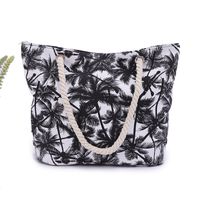 Women's Large Canvas Coconut Tree Vacation Classic Style Square Zipper Tote Bag main image 2