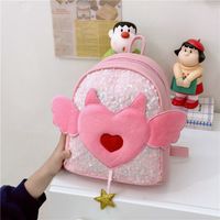 Women's Medium Pu Leather Heart Shape Cute Sequins Zipper Fashion Backpack main image 5