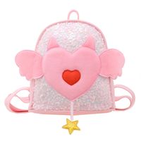 Women's Medium Pu Leather Heart Shape Cute Sequins Zipper Fashion Backpack main image 4