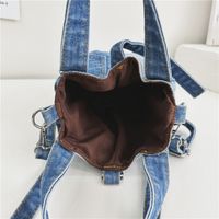Unisex Medium Denim Solid Color Vintage Style Streetwear Bucket Lock Clasp Crossbody Bag main image 3