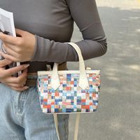 Frau Mittel Pu-Leder Geometrisch Klassischer Stil Reißverschluss Handtasche main image 3