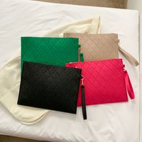 Women's Large Felt Solid Color Basic Zipper Envelope Bag main image 1