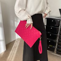 Women's Large Felt Solid Color Basic Zipper Envelope Bag main image 5