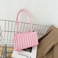 Women's Small Pu Leather Solid Color Classic Style Zipper Underarm Bag sku image 4