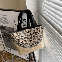 Women's Small Canvas Printing Letter Tassel Streetwear Magnetic Buckle Handbag sku image 3
